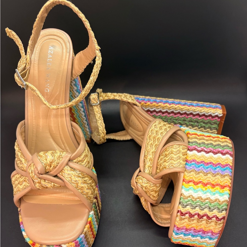 Colorful Platform Sandals with Woven Design